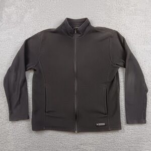 REI Fleece Jacket Polartec Men L Gray Full Zip Mock Neck Outdoor Layer